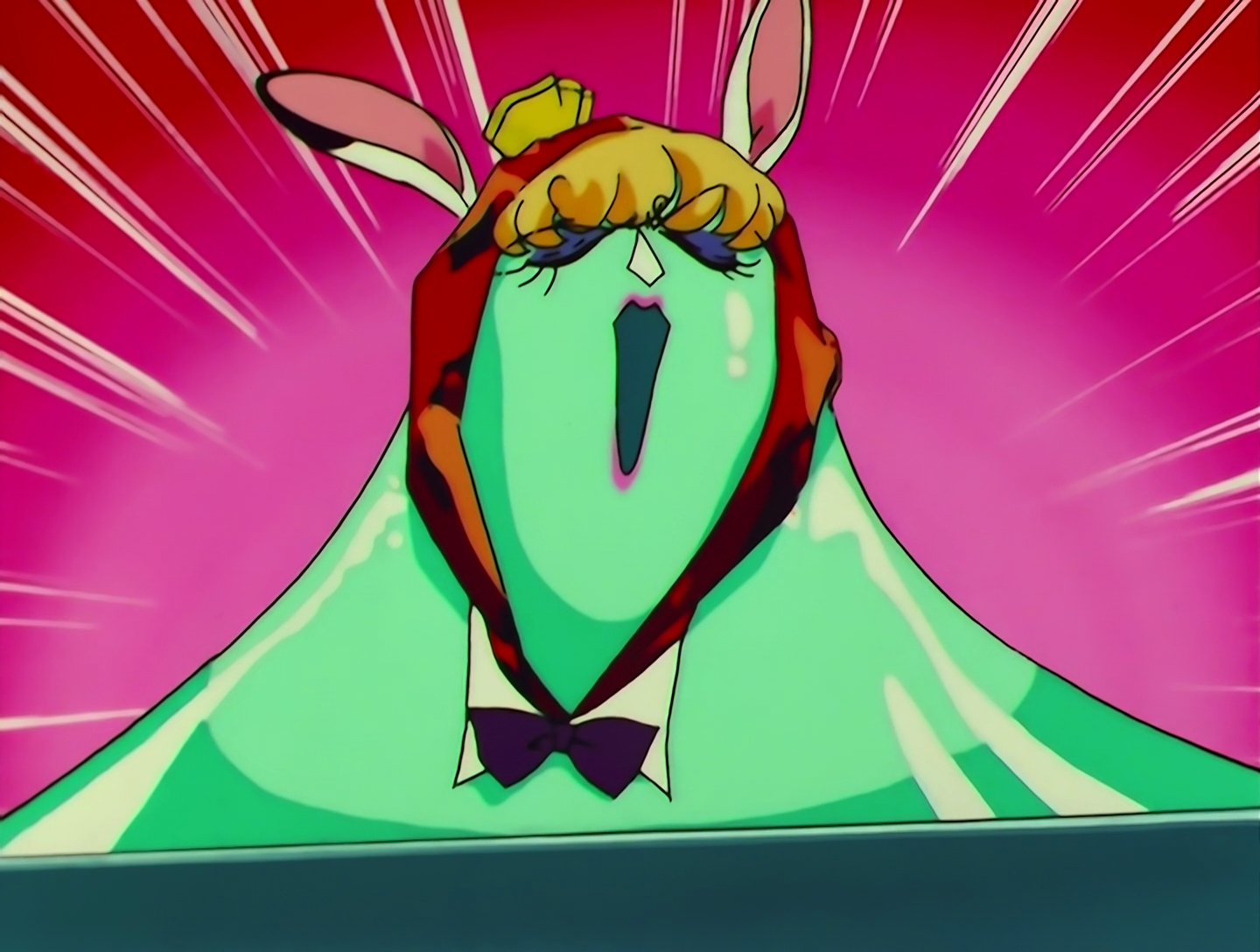 PeroPero is now an amorphous blob of turquoise candy goo. She still has a face, but most of the rest of her is just kind of a puddle. She doesn’t seem to be having a great time and I mostly just feel sorry for her. As alarming as this sight is, though, I think her prior forms somewhat desensitized me.